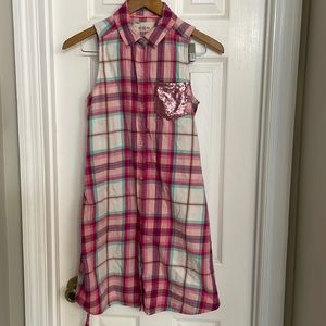 SO Pink Plaid Sleeveless Shirt Dress Sequin XXL 16